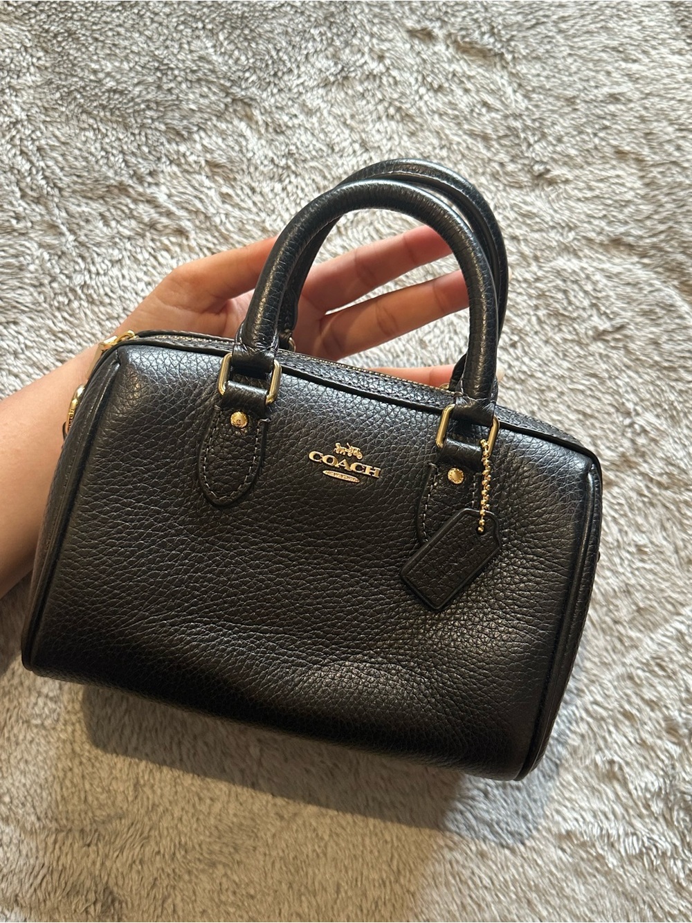 Coach Mini Black Pebbled Leather Satchel